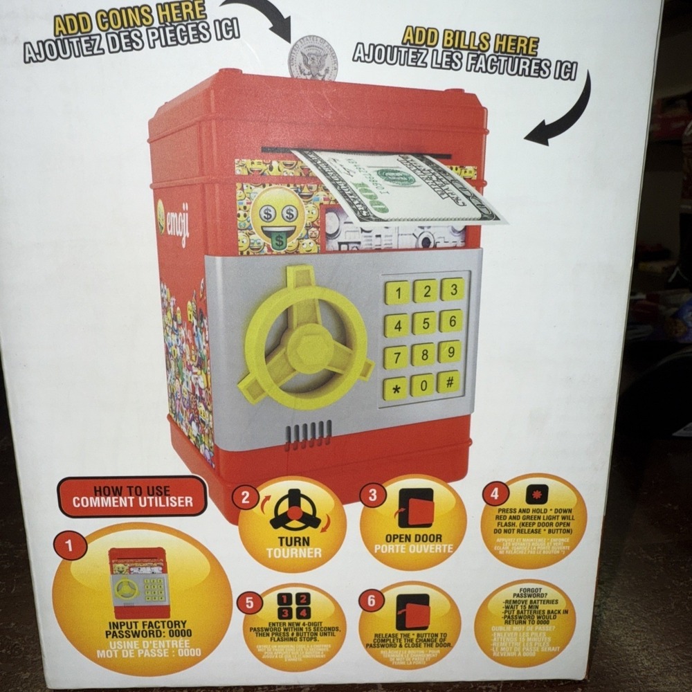Emoji Electronic Piggy Bank ATM Password Money Coin Cash Safe Saving Box-sealed - Picture 4 of 4